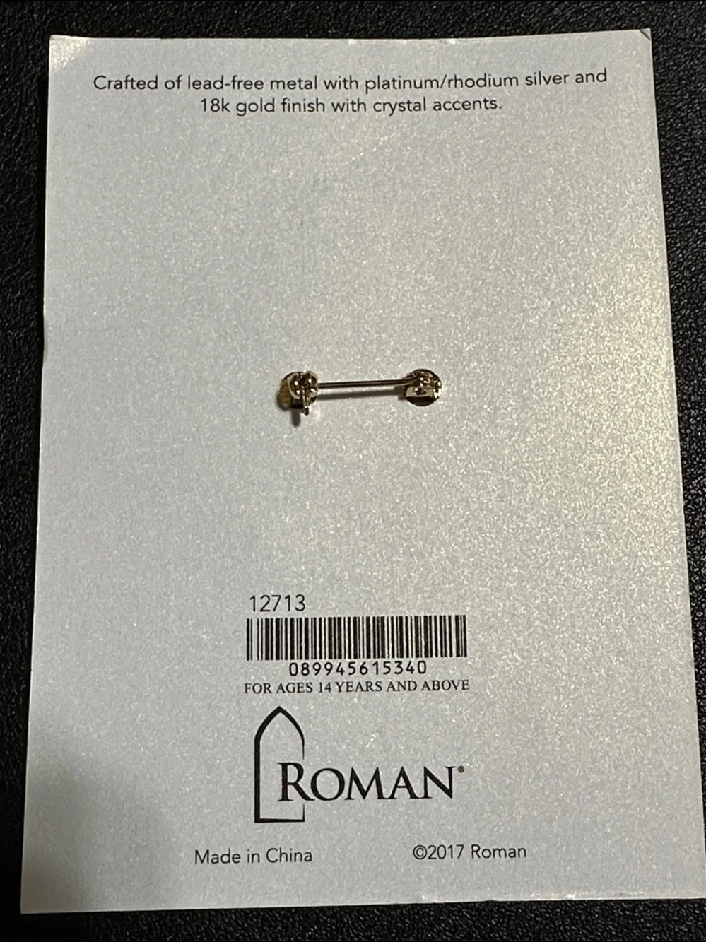 Roman 2017 Bereavement 18k Gold Plate & Crystal Accent Butterfly Brooch